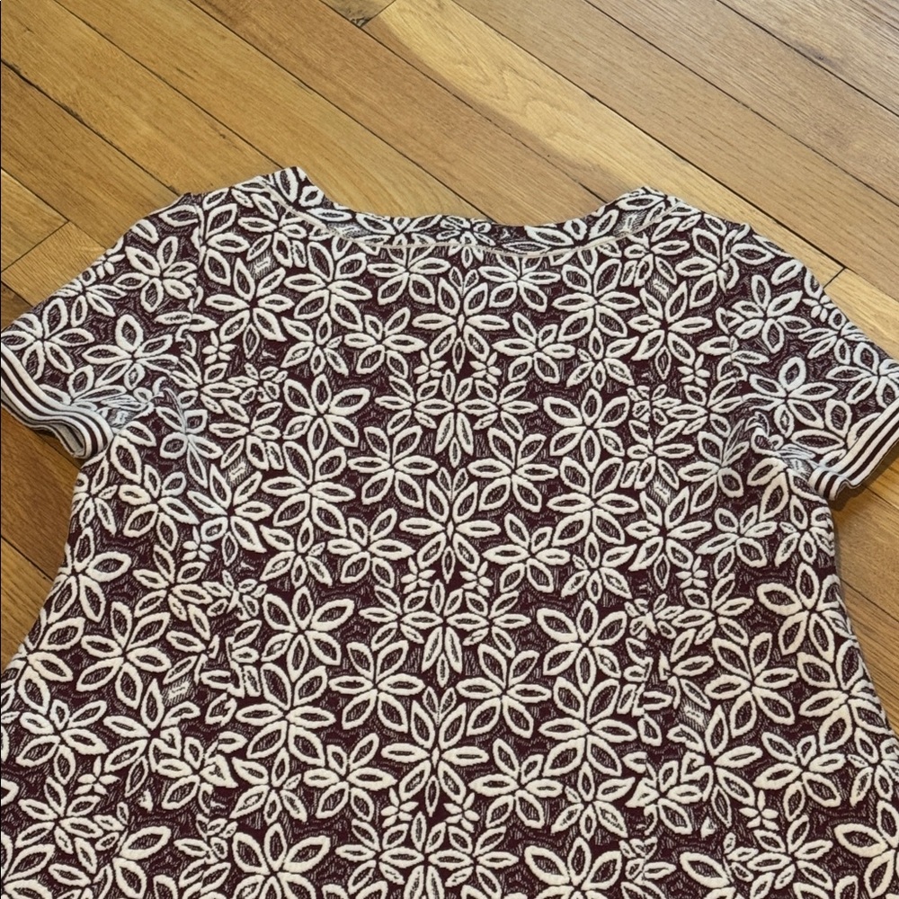Alaia Burnt Red Printed Floral Mini Wool Blend Dress - Picture 9 of 10